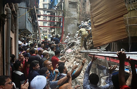 Rescue and relief works underway after the collapse of the four-storey Kesarbai building at Dongri in Mumbai Tuesday July 16 2019. | PTI