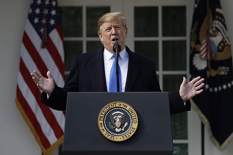 President Donald Trump speaks during an event in the Rose Garden at the White House (File Picture| AP)