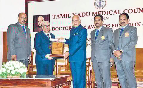 Governor Banwarilal Purohit presented Doctors Day Medical Excellence Awards 2019 at the Raj Bhavan on Monday | Express