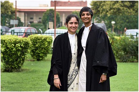 Lawyers Menaka Guruswamy and Arundhati Katju (Photo| Twitter)