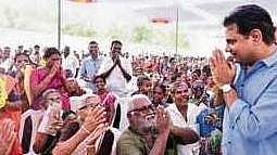 KT Rama Rao attends a TRS party public meeting in Sircilla. (Photo | EPS)