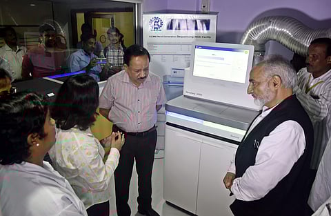 Union Minister Dr Harsh Vardhan inaugurated the new state of the art Genomic Sequencing Facility at Centre for Cellular and Molecular Biology. (Photo | Vinay Madapu, EPS)