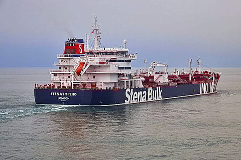 File photograph shows the Stena Impero, a British-flagged vessel owned by Stena Bulk at an undisclosed location. ( Photo | AP )