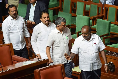 Karnataka Chief Minister HD Kumaraswamy at Karnataka Assembly. (Photo | PTI)