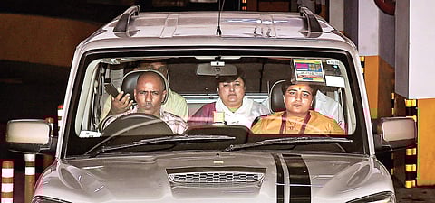 BJP MP Sadhvi Pragya Singh Thakur leaves after a meeting with BJP working president JP Nadda in Delhi on Monday | PTI