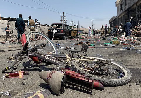 A damaged bicycle is seen at the site of a suicide attack in Kabul, Afghanistan, Thursday, July 25, 2019 (Photo | AP)