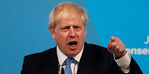 Boris Johnson gestures as he speaks after being announced as the new leader of the Conservative Party in London, Tuesday, July 23, 2019. (Photo | AP)