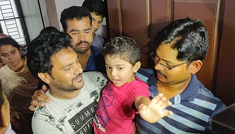 Four-year-old Jashith reunited with his parents. (Photo | EPS)