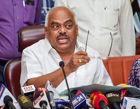 Karnataka Assembly Speaker KR Ramesh Kumar addresses a press conference in Bengaluru Thursday July 25 2019. | PTI
