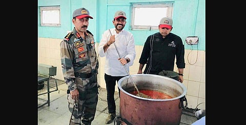 Chef Sanjeev Kapoor preparing food for Kargil Diwas anniversary. (Photo | Sanjeev Kapoor Twitter)
