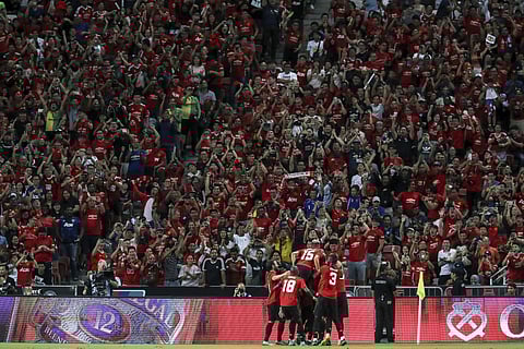 Manchester United players celebrate | AP