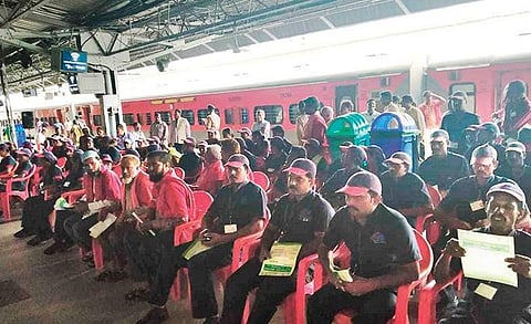 Participants at the awareness camp organised by the medical department of SWR Zone and the government of Karnataka at KSR Railway Station on Thursday