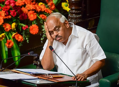 Karnataka Assembly Speaker KR Ramesh Kumar during Assembly Session at Vidhana Soudha in Bengaluru. (Photo | PTI)