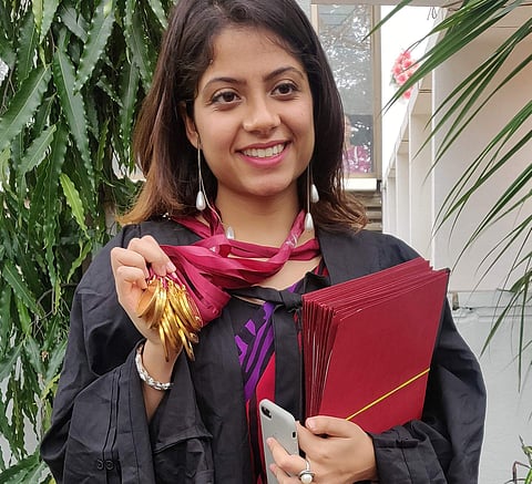 adika Gulati BA LLB student of NALSAR University of Law won 15 out of 49 gold medals at the 17th convocation of the varsity held on it's campus at Shamirpet on Saturday. | Express Photo Services