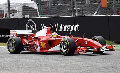 Germany's Mick Schumacher, son of Michael, drives his father's Ferrari F2004 | AP