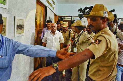 Karnataka Assembly Speaker KR Ramesh Kumar addresses media on 28 July 2019. (Photo | Shriram BN, EPS)