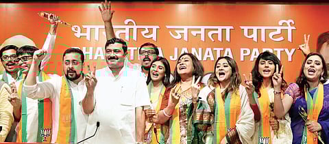 Several Bengali actors, including Parno Mittra, Rishi Kaushik, Kanchana Moitra, Rupanjana Mitra and Biswajit Ganguly and a host of TV stars joined the BJP in Kolkata | Express