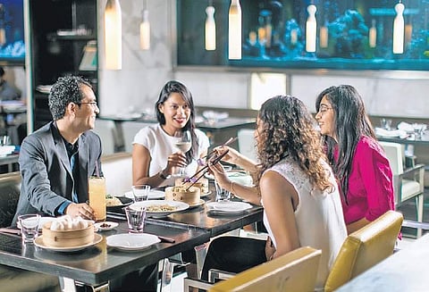 Diners enjoy plant-based meat at Yauatcha