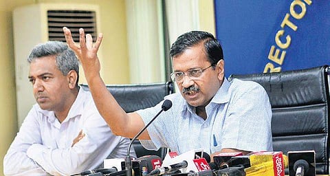 Chief Minister Arvind Kejriwal briefs the media about the project. (Photo | Naveen Kumar)