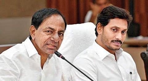 Telangana Chief Minister K Chandrasekhar Rao with his AP counterpart YS Jagan Mohan Reddy (Photo | EPS)