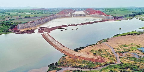 Godavari water accumulating at the forebay of Sundilla Pump House. Image used for representation