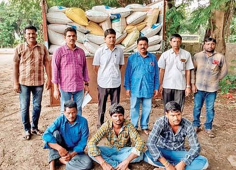 During a recent raid, vigilance officials seized huge amount of subsidised rice at Jangareddygudem of West Godavari district | Express