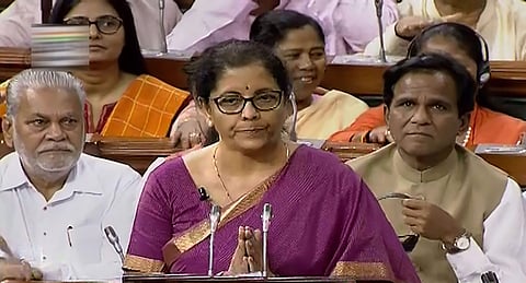 Union Finance Minister Nirmala Sitharaman presents the Union Budget 2019-20 in the Lok Sabha at Parliament in New Delhi. (Photo | PTI)