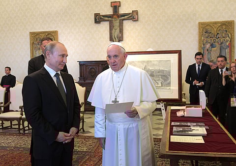 Pope Francis and Russian President Vladimir Putin (Photo | AP)
