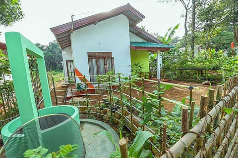 A model house built in Sri Lanka with India's assistance as part of Indian Housing Project meant for war-affected people in the north and east Sri Lanka. (Photo | @IndiainSL/twitter)