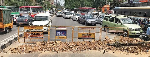 Commuters cry foul over bad condition of under-repair roads at KR Puram