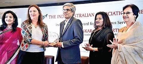 Dr Bhaskar Ramamurthi, director, Indian Institute of Technology, Madras was conferred the Indo-Australian Award for Meritorious Service 2019 D Sampathkumar