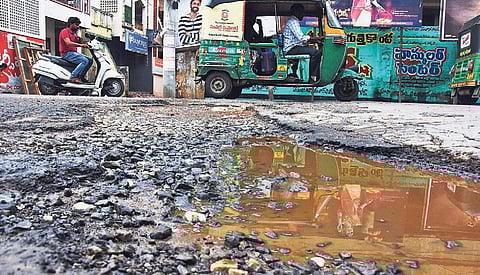 Roads damaged in rains (Photo | P Ravindra Babu/EPS)