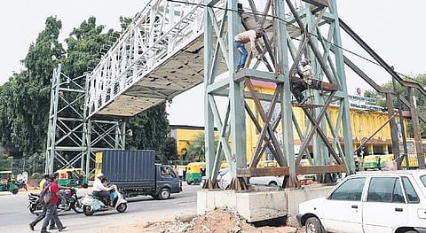 The skywalk under construction at Vasanthnagar Vinod Kumar T