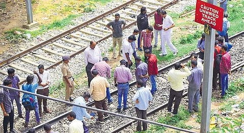 The spot where a goods train derailed on Wednesday morning | express