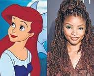 The Little Mermaid has actress Halle Bailey (R) playing Ariel (L)