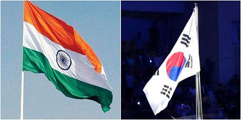 Flags of India and South Korea (Photos | PTI, AP)