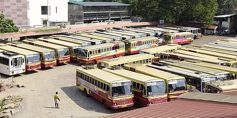 KSRTC buses parked at the central bus station, Thampanoor. (File | EPS)