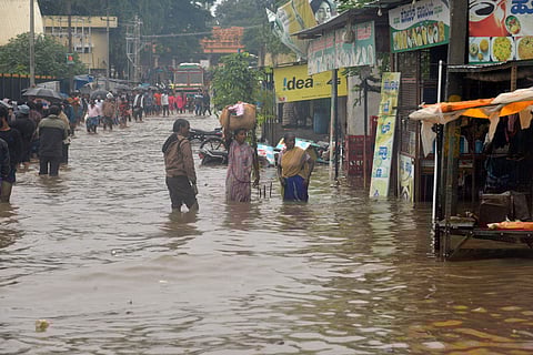 Many roads and houses in Nanjangud was inundated with floodwaters. (Photo | Udayshankara S, EPS)