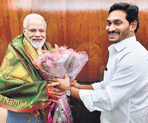 Andhra Pradesh CM YS Jagan Mohan Reddy with Prime Minister Narendra Modi at Parliament House in Delhi (File Photo |EPS)