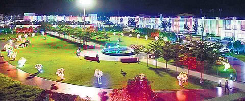 The Secretariat in Velagapudi on Wednesday decorated with lights in view of the 73rd Independence Day celebrations | Express