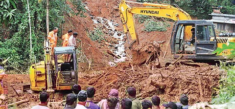 The landslide area at Kavalappara where seven more bodies were recovered on Wednesday | A Sanesh
