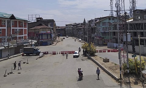 A view of a deserted street during restrictions in Srinagar on Thursday. (File | PTI)