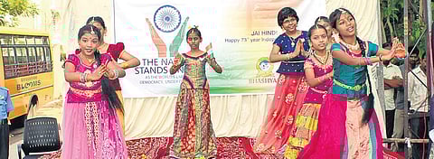 Bhashyam Educational Institutions students perform on 73rd Independence Day celebrations (Photo |EPS)