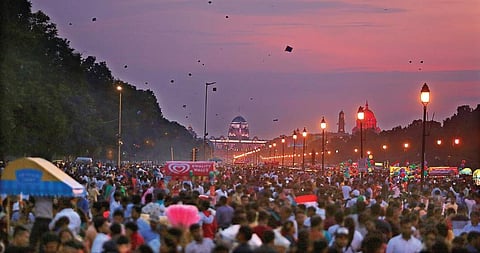 People thronged Rajpath in New Delhi to celebrate Independence Day. (Photo | Arun Kumar)
