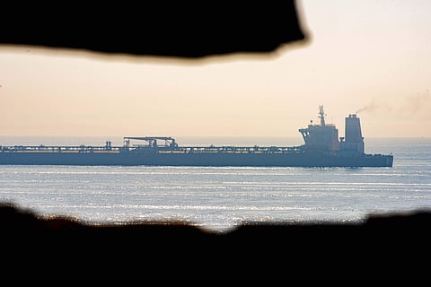 A view of the Grace 1 supertanker stands off the coast of the British territory of Gibraltar. (Photo | AP)
