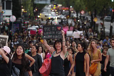 Women march during a protest demanding justice and for their safety, sparked by two recent alleged rapes by police in Mexico City (Photo | AP)