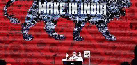 A file photo of Prime Minister Narendra Modi during the launch of the Make in India Week in Mumbai (File photo| PTI)