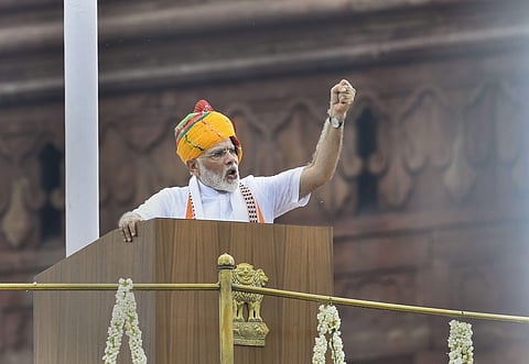 Prime Minister Narendra Modi addresses the nation from the ramparts of the historic Red Fort on the occasion of 73rd Independence Day in New Delhi Thursday August 15 2019 (File Photo| PTI)