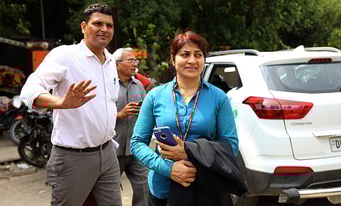 CBI officer Meena Sampat leavs after the Unnao rape case hearing at Supreme Court in New Delhi. | (Arun Kumar P | EPS)