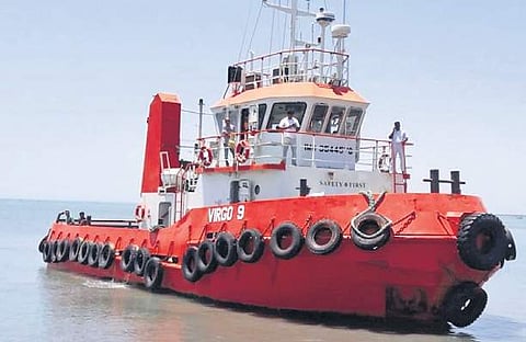 The barge on which former vice-president of Maldives, Ahmed Adeeb Abdul Ghafoor reached Thoothukudi old harbour. (Photo | EPS)